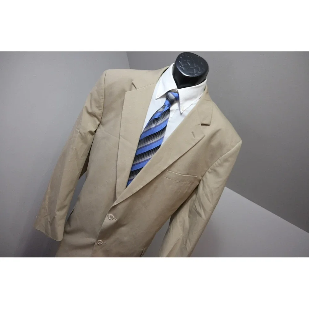 Jos. A. Bank 2 Piece Suit Mens 48XL 40x32 Tan Khaki Cotton Blend Two Button